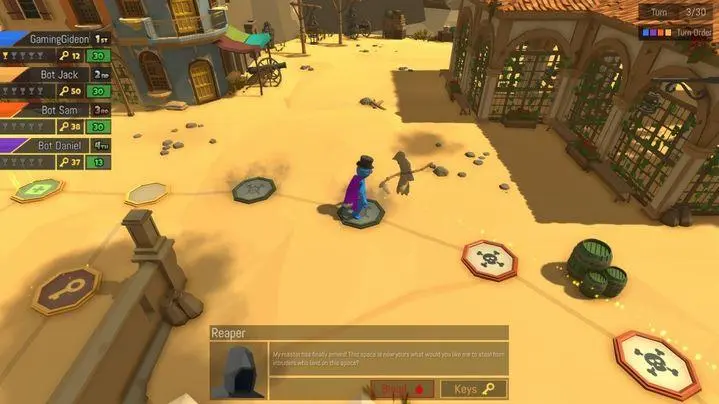 Jogadores se atacando no tabuleiro de Pummel Party