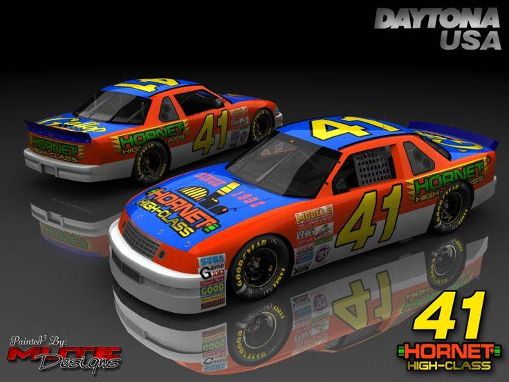 Carro Hornet High Class número 41 do jogo Daytona USA derrapando em uma curva
