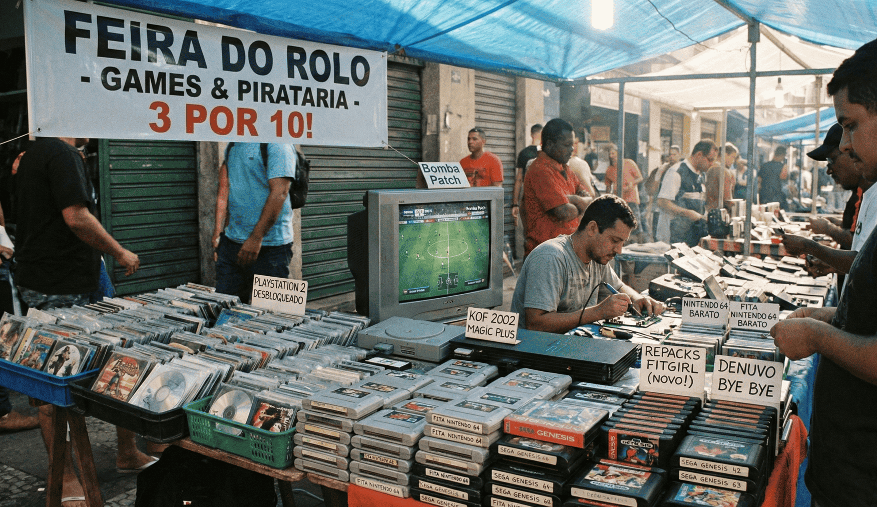 Barraca de jogos em feira livre anos 90