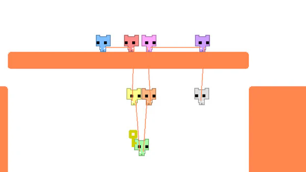 Personagens de Pico Park empilhados